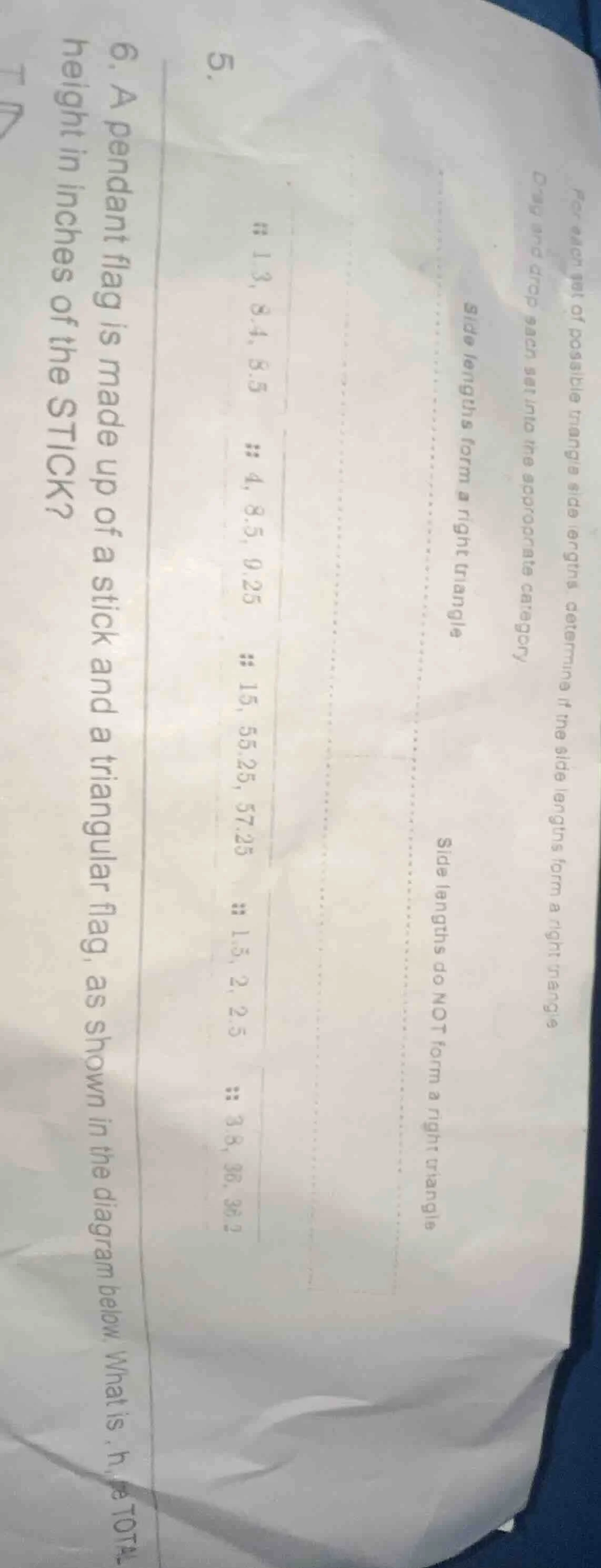 5. for each set of possible triangle side lengths, determine if the sid…