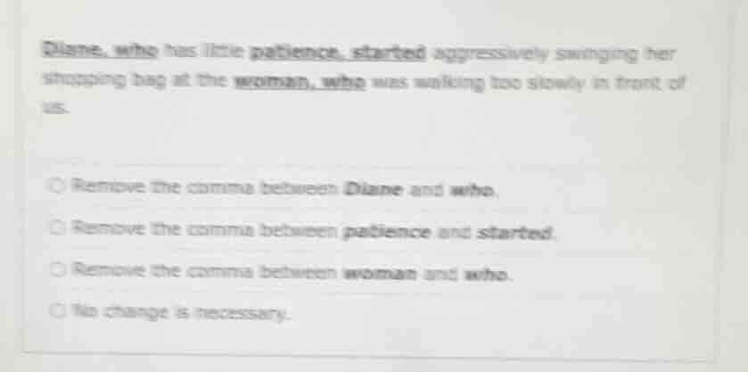 diane, who has little patience, started aggressively swinging her shopp…