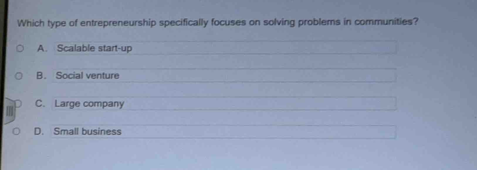 which type of entrepreneurship specifically focuses on solving problems…