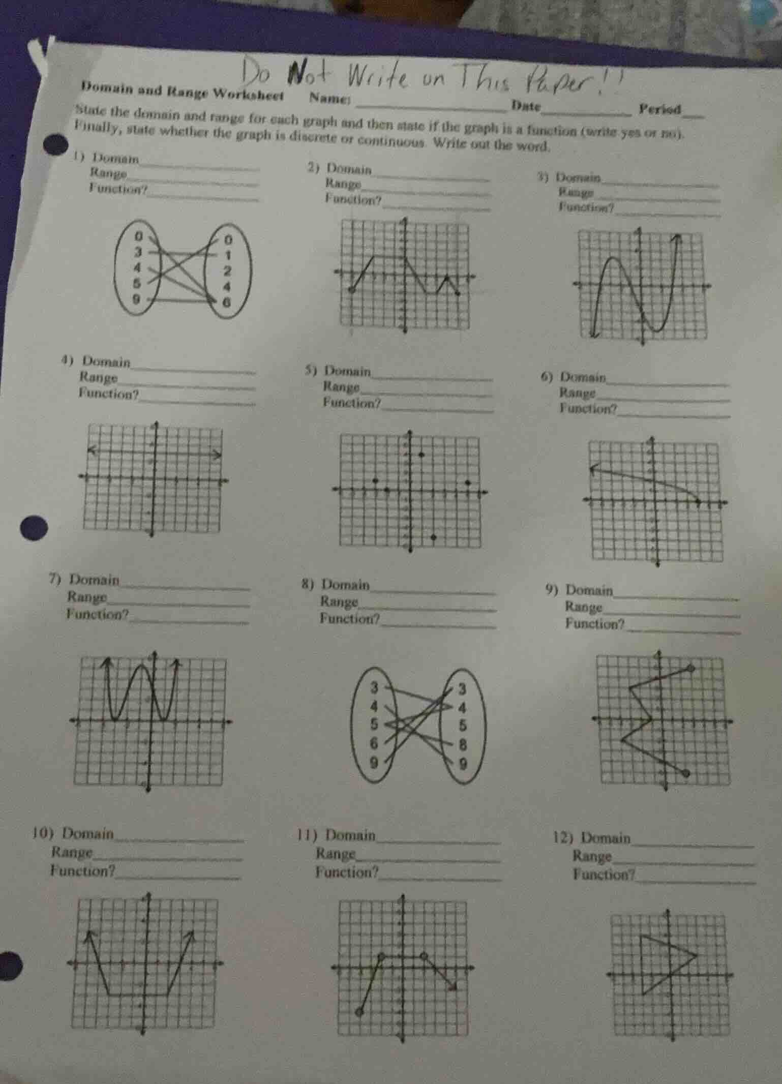 do not write on this paper!!domain and range worksheetname: ___________…