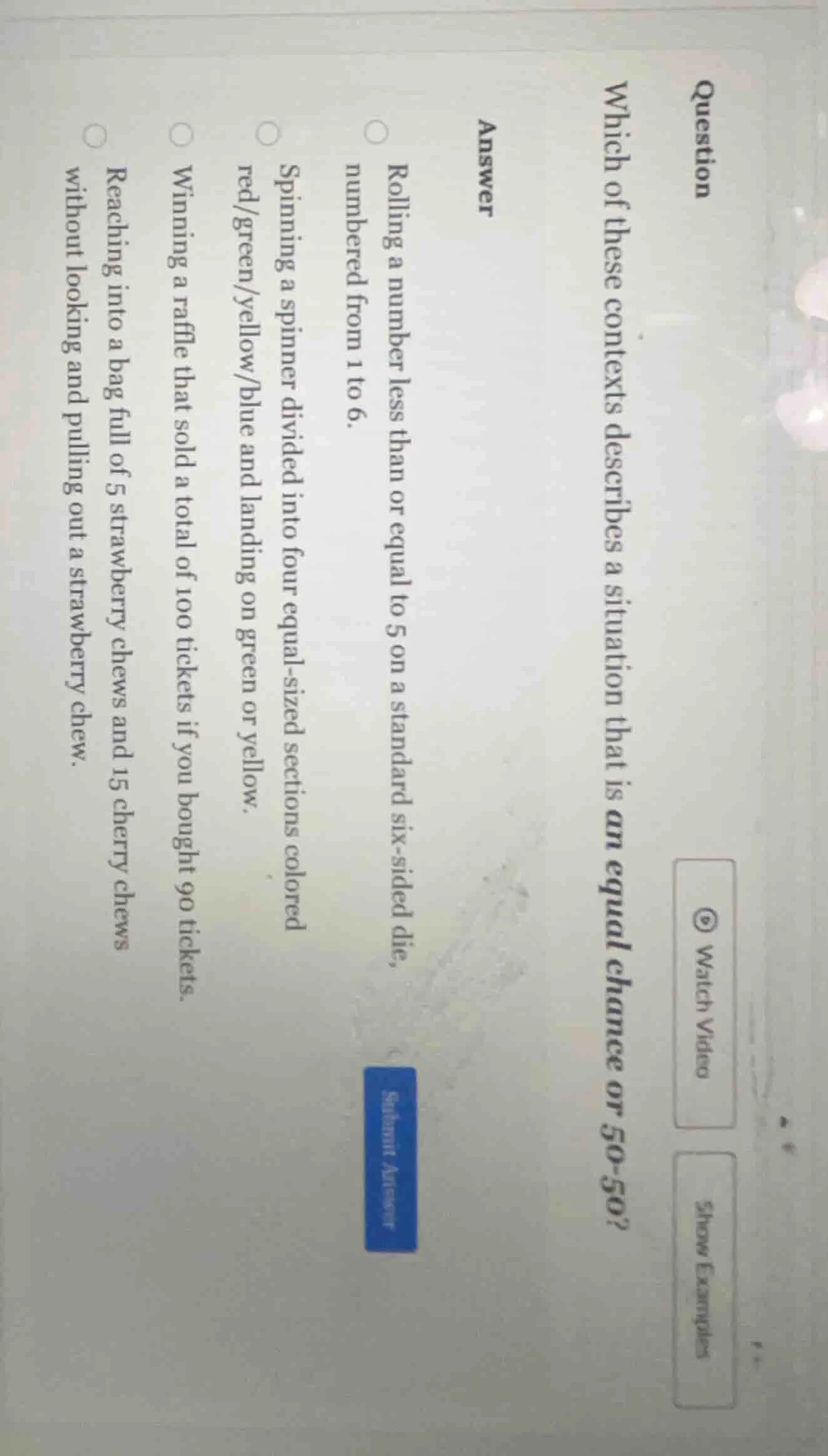 question which of these contexts describes a situation that is an equal…