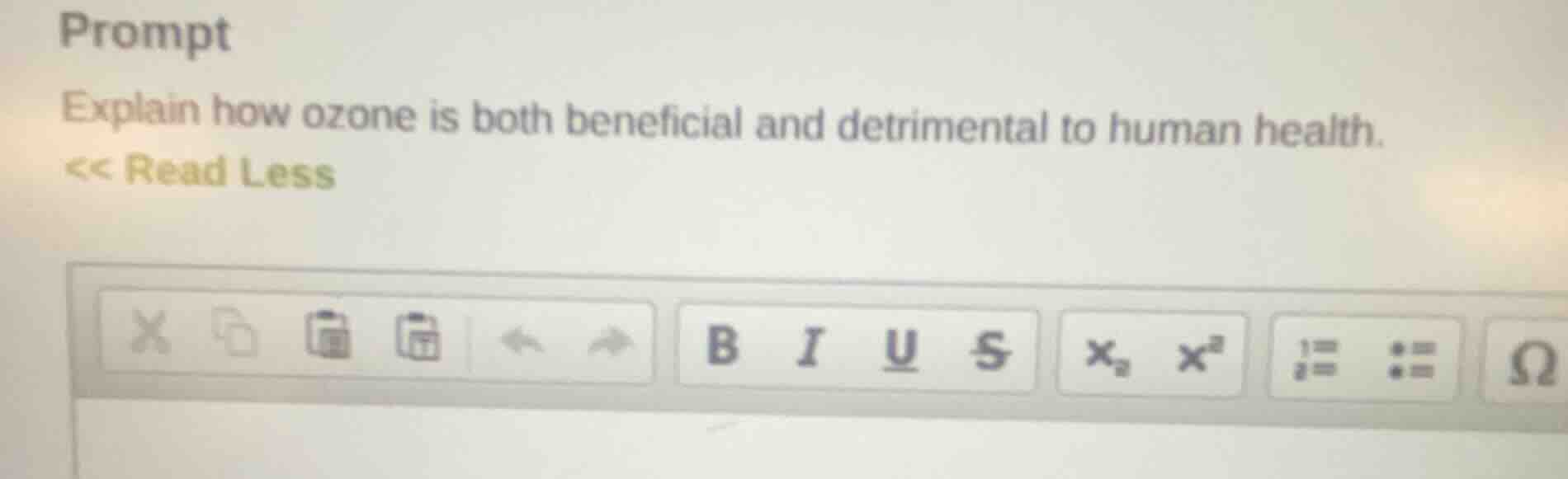 prompt explain how ozone is both beneficial and detrimental to human he…