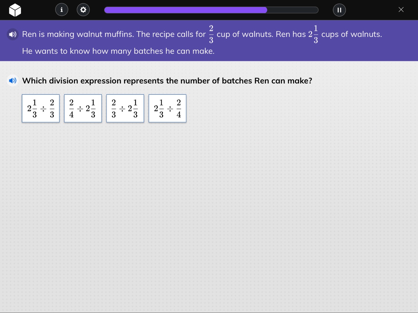 ren is making walnut muffins. the recipe calls for $\frac{2}{3}$ cup of…