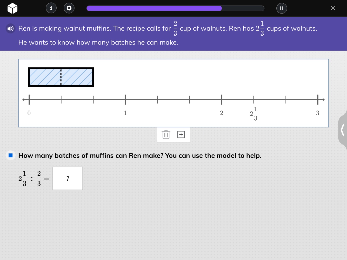 ren is making walnut muffins. the recipe calls for $\frac{2}{3}$ cup of…