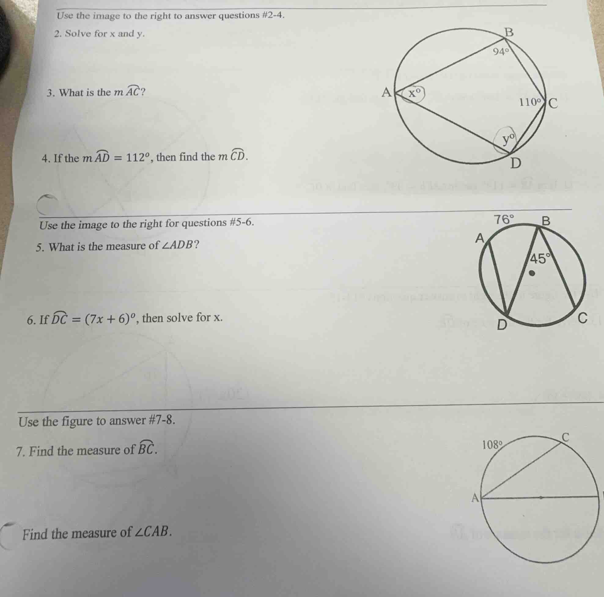 use the image to the right to answer questions #2-4. 2. solve for x and…