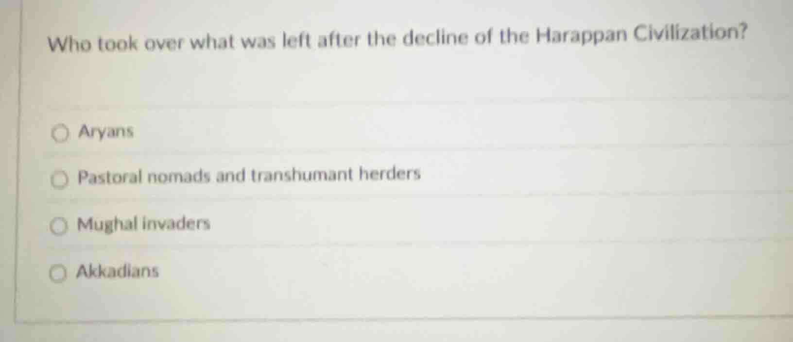 who took over what was left after the decline of the harappan civilizat…