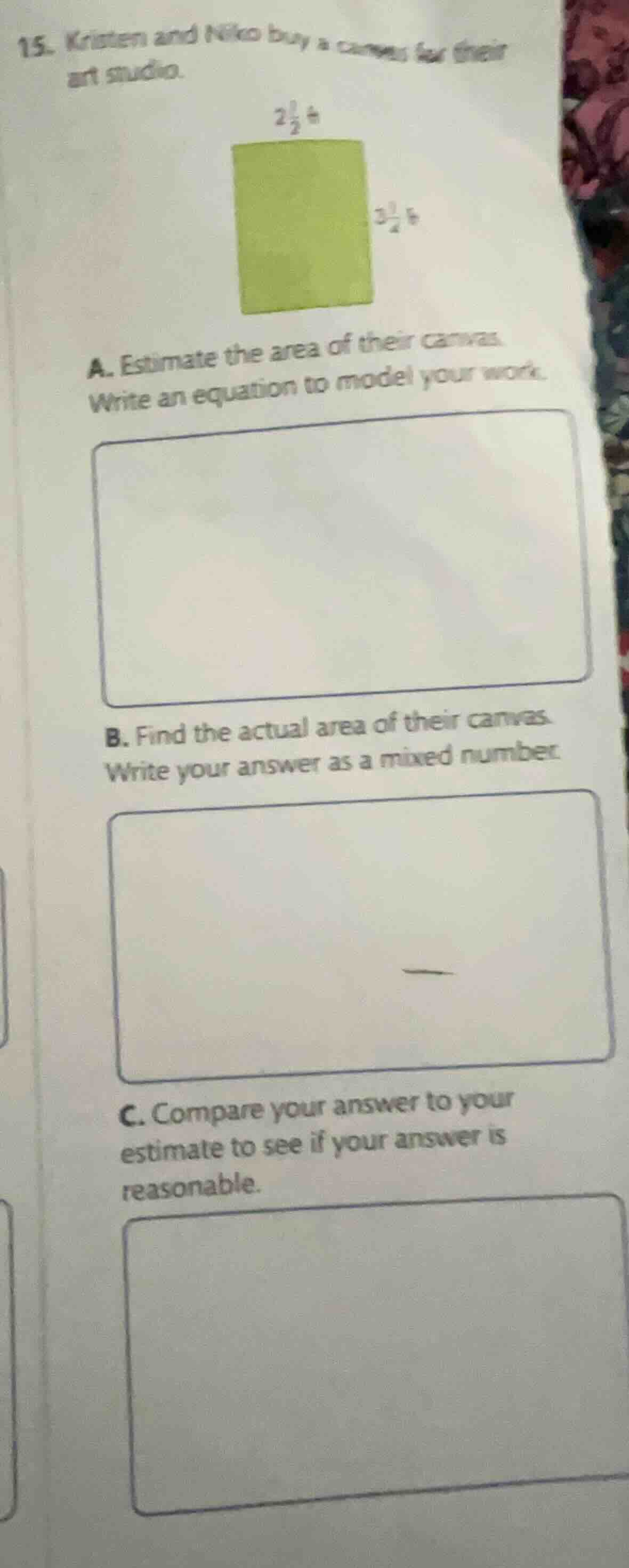 15. kristen and niko buy a canvas for their art studio.$2\\frac{1}{2}$ …