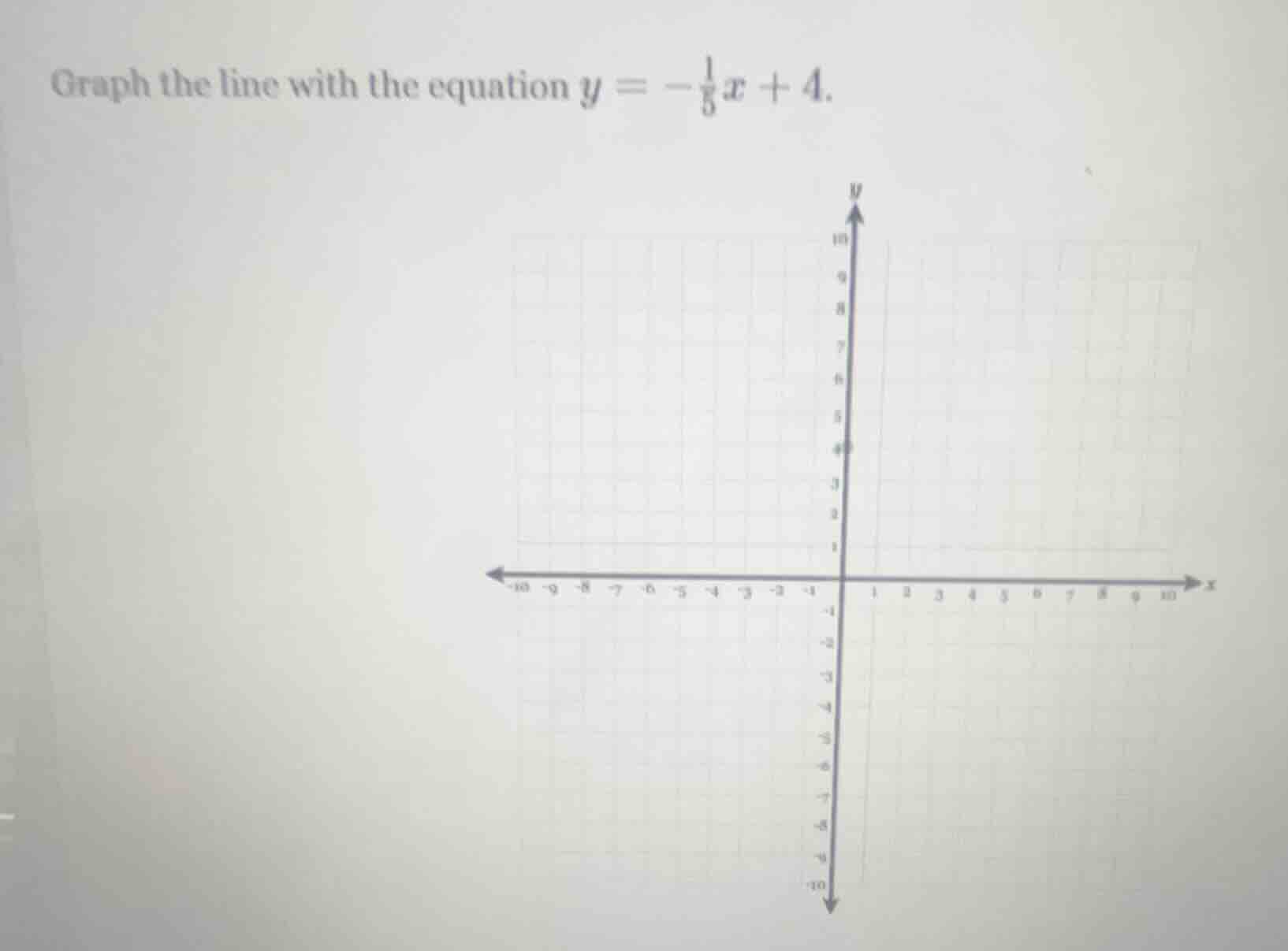 graph the line with the equation $y = -\frac{1}{3}x + 4$.