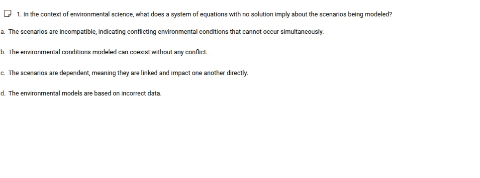 1. in the context of environmental science, what does a system of equat…