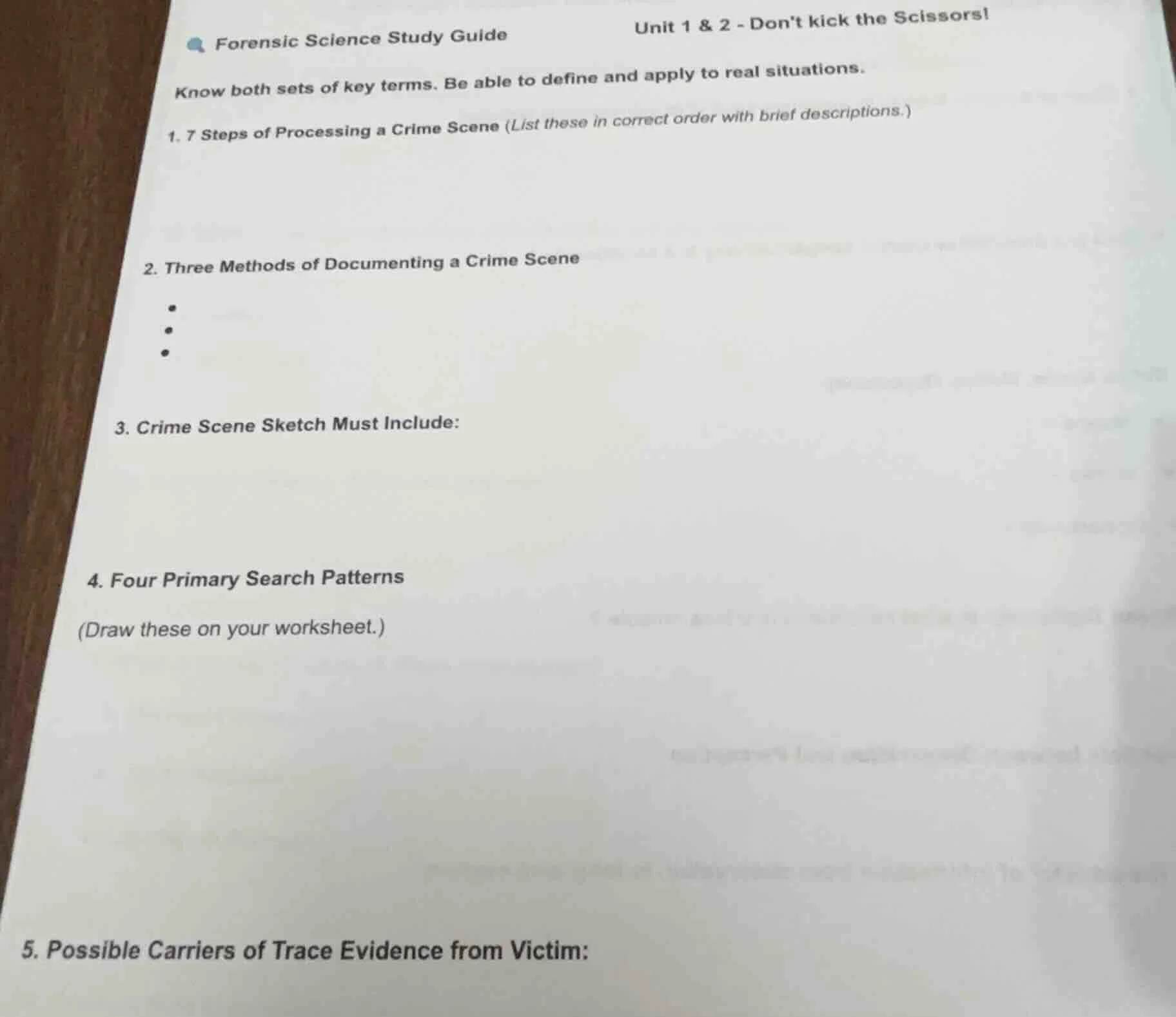 forensic science study guideunit 1 & 2 - dont kick the scissors!know bo…