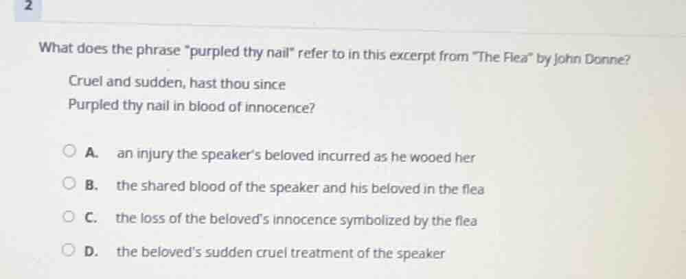 2 what does the phrase \purpled thy nail\ refer to in this excerpt from…