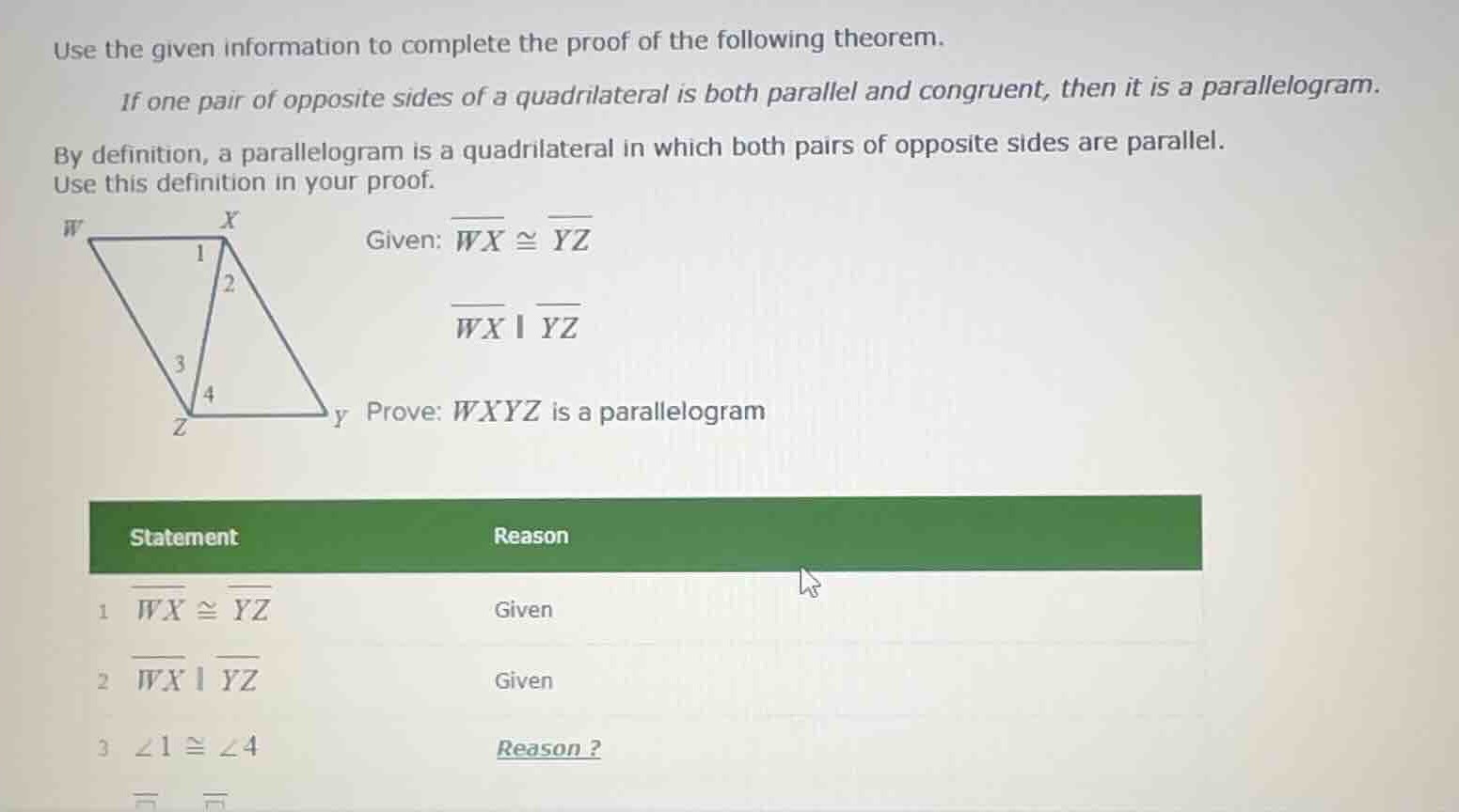 use the given information to complete the proof of the following theore…
