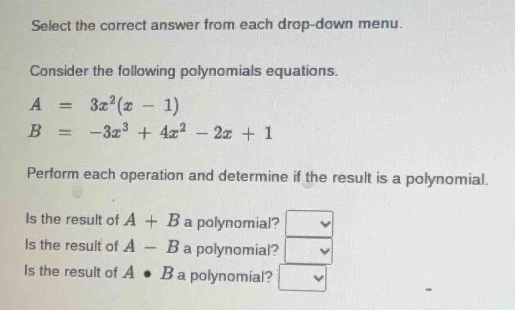 select the correct answer from each drop-down menu. consider the follow…