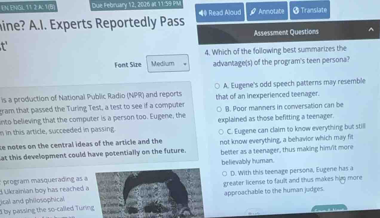 en engl 11 2 a:1(b)due february 12, 2026 at 11:59 pmine? a.i. experts r…