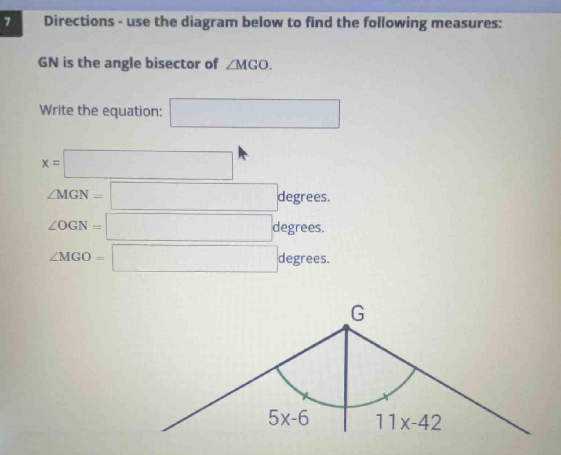 7 directions - use the diagram below to find the following measures: gn…