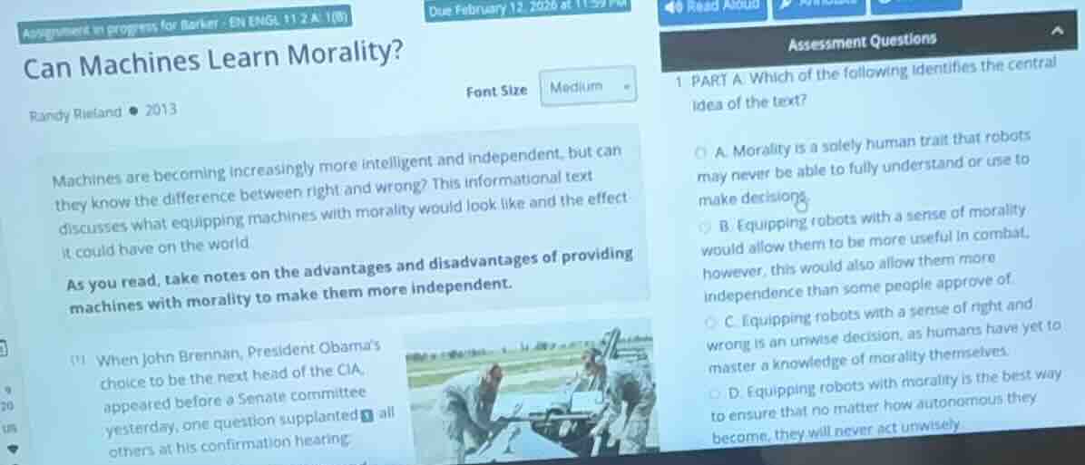 assignment in progress for barker - sn engl 11 2 a (105)due february 12…