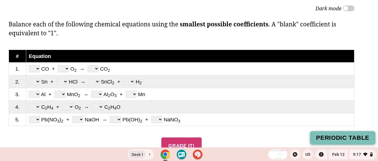 balance each of the following chemical equations using the smallest pos…