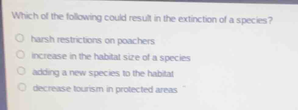 which of the following could result in the extinction of a species?- ha…