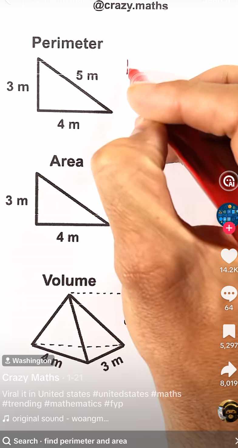 perimeter 3 m 5 m 4 m area 3 m 4 m volume 4m 3 m crazy maths · 1-21 vir…