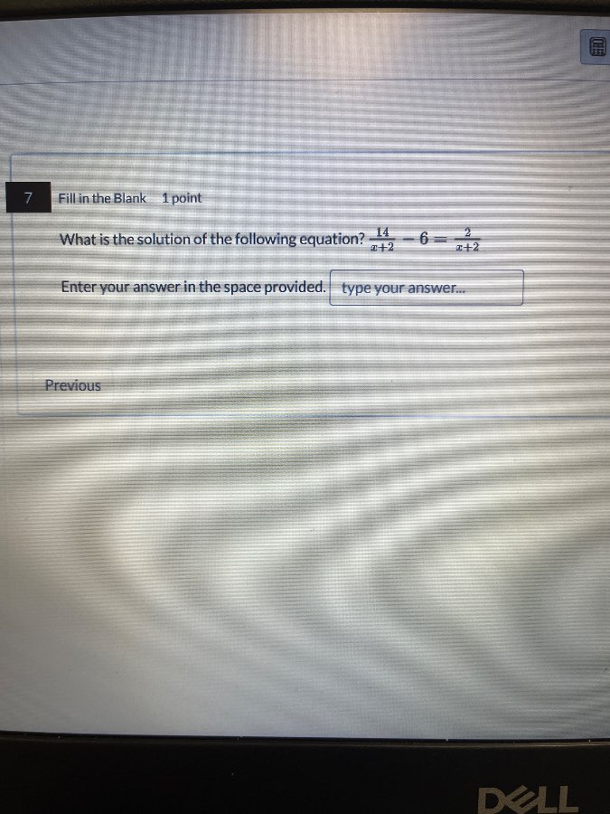 7 fill in the blank 1 point what is the solution of the following equat…