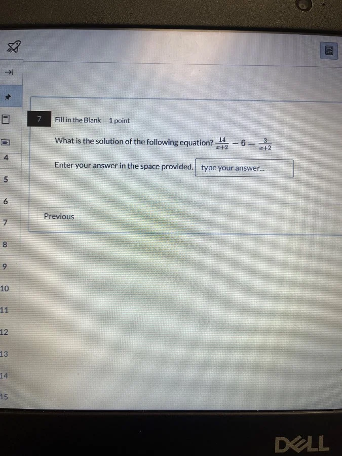 7 fill in the blank 1 point what is the solution of the following equat…