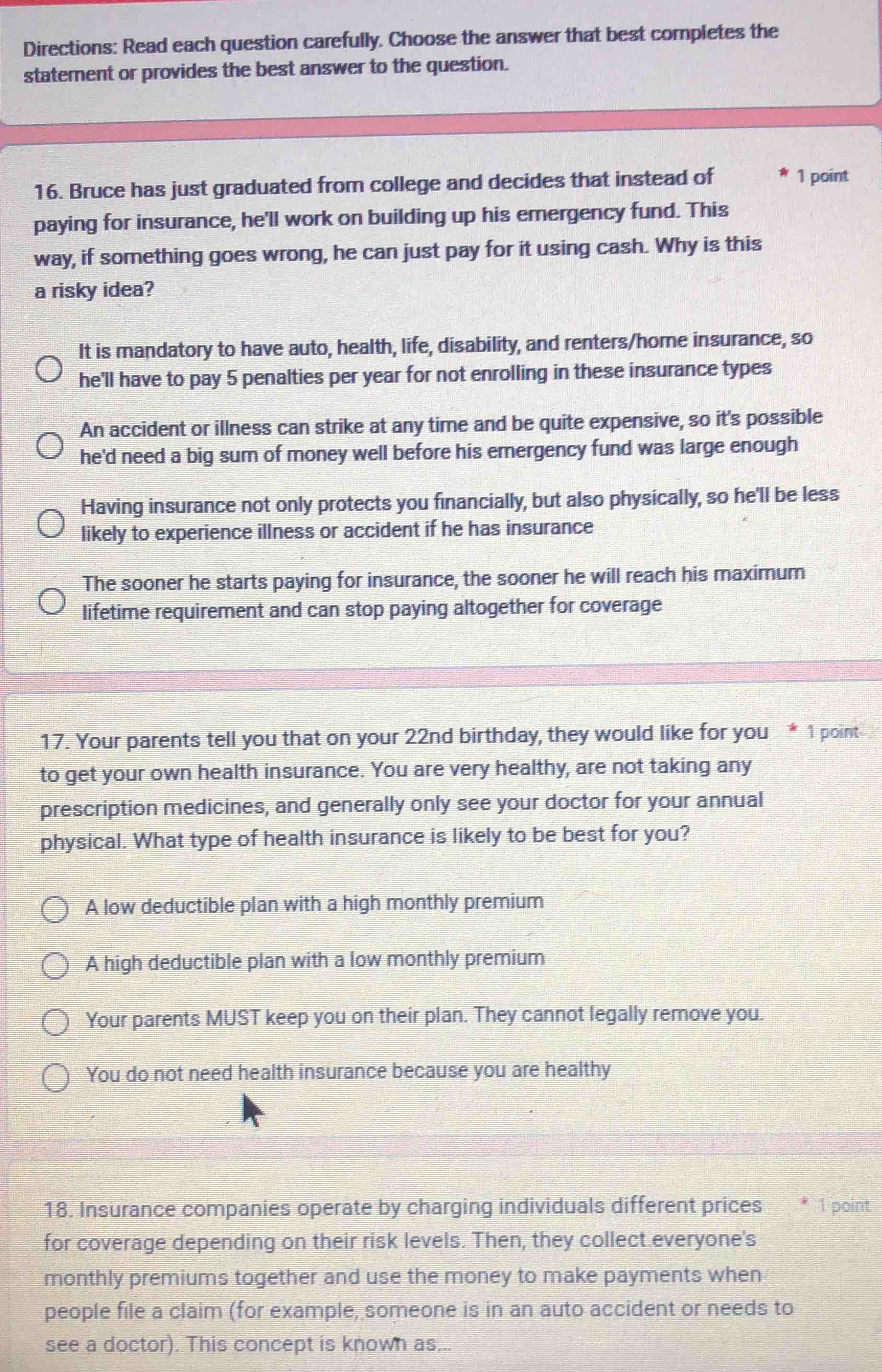 directions: read each question carefully. choose the answer that best c…