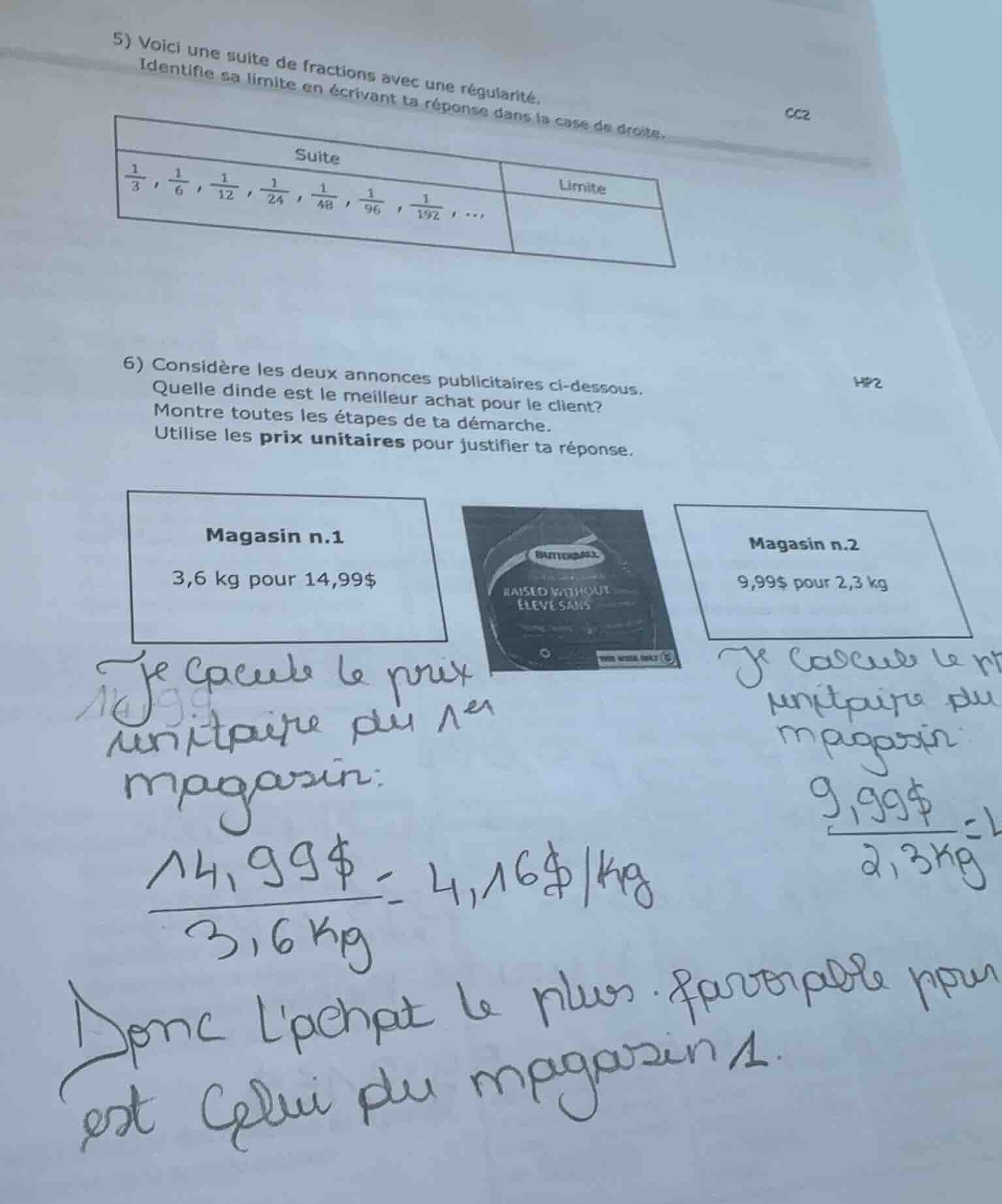 5) voici une suite de fractions avec une régularité.identifie sa limite…