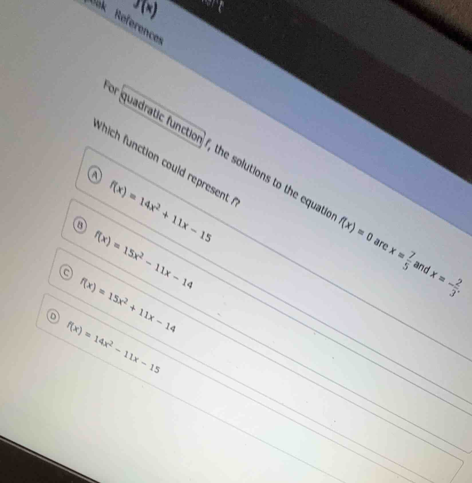 for quadratic function $f$, the solutions to the equation $f(x)=0$ are …