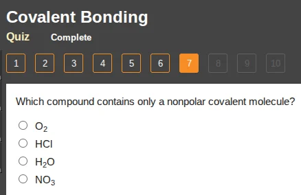 covalent bonding quiz complete 1 2 3 4 5 6 7 8 9 10 which compound cont…