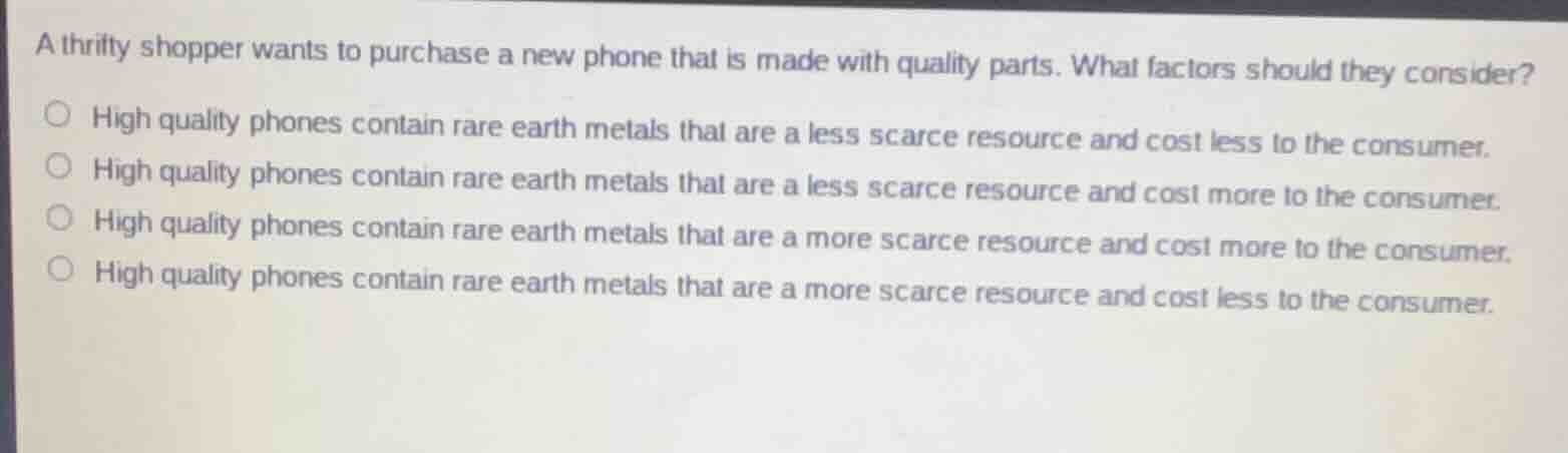 a thrifty shopper wants to purchase a new phone that is made with quali…