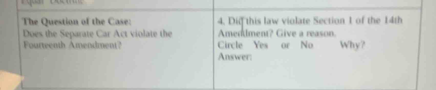 the question of the case: does the separate car act violate the fourtee…