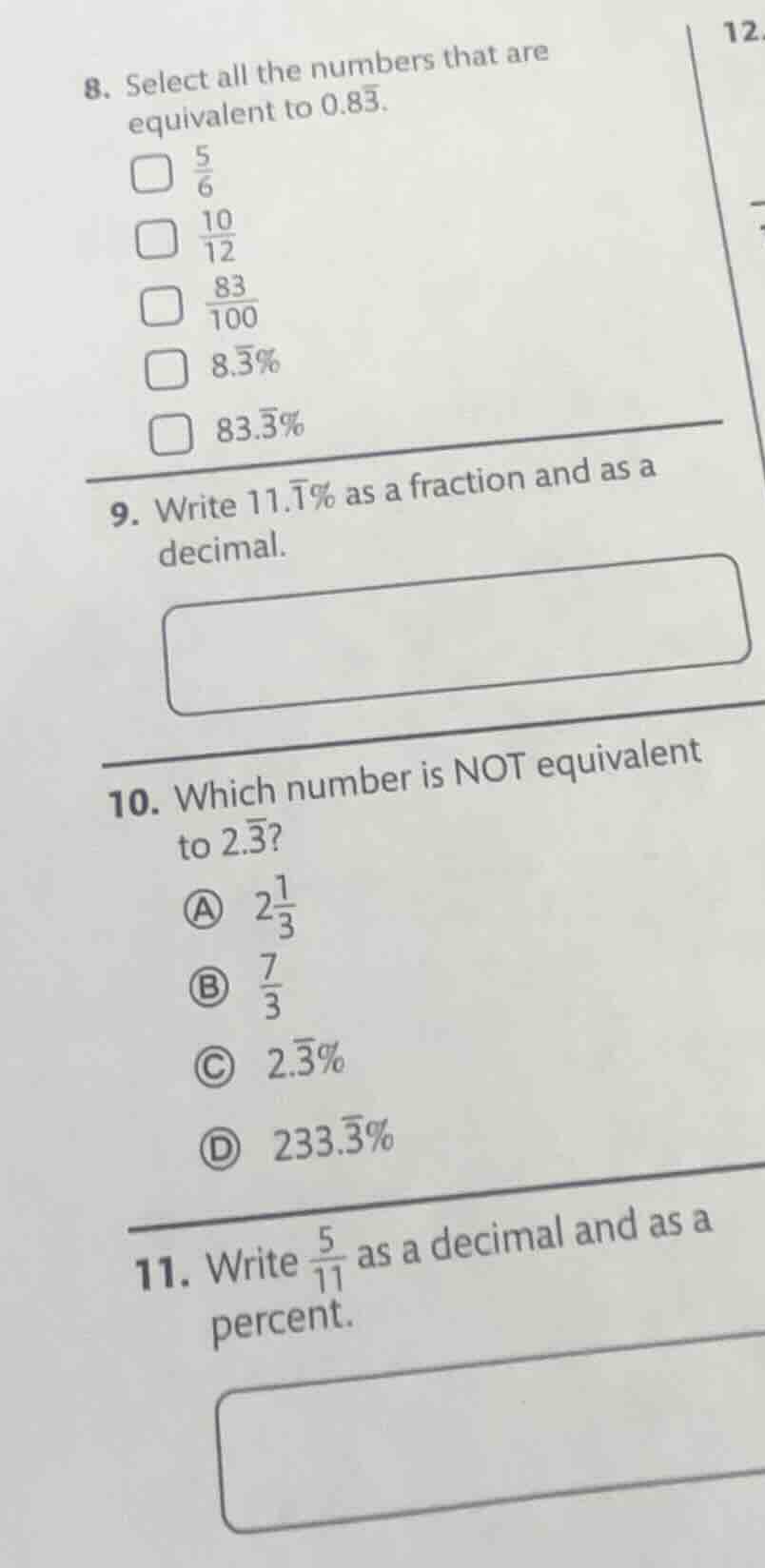 8. select all the numbers that are equivalent to $0.8\\overline{3}$.$sq…