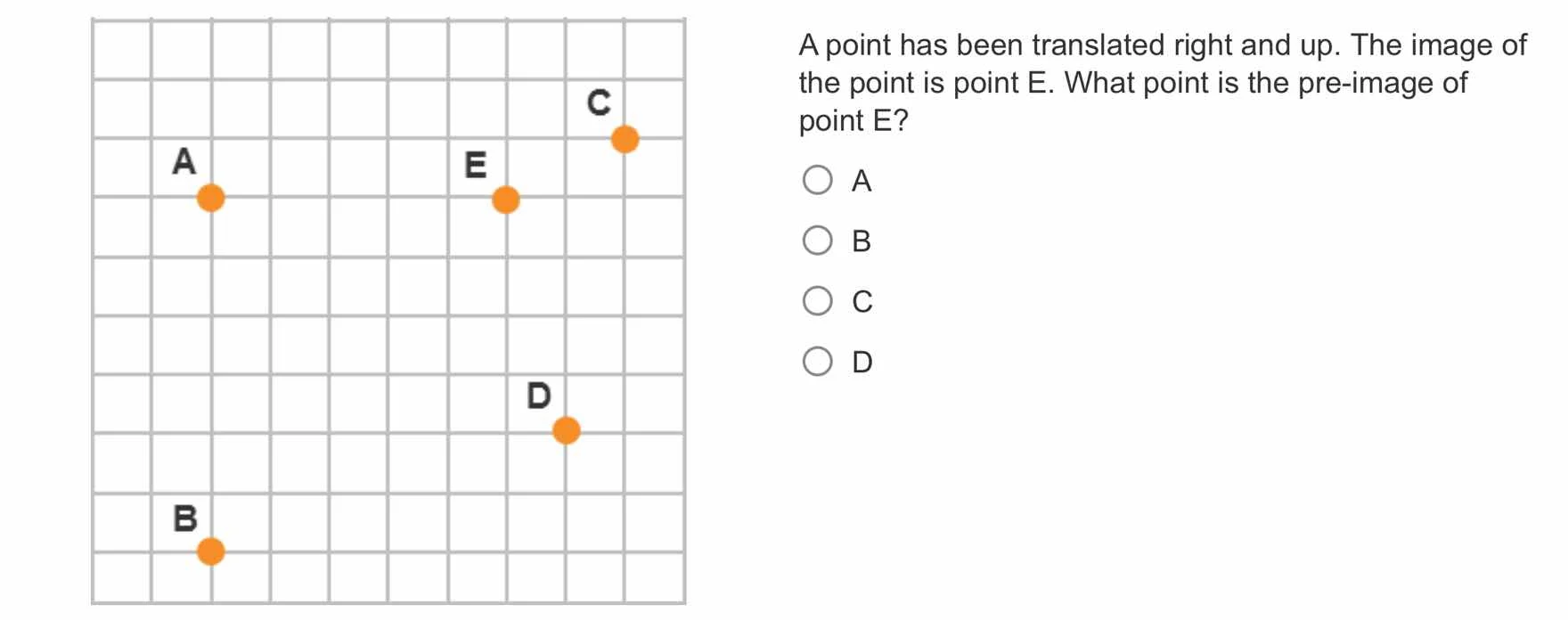 a point has been translated right and up. the image of the point is poi…