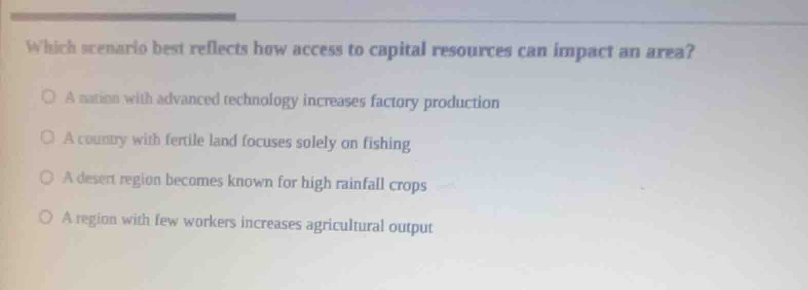 which scenario best reflects how access to capital resources can impact…