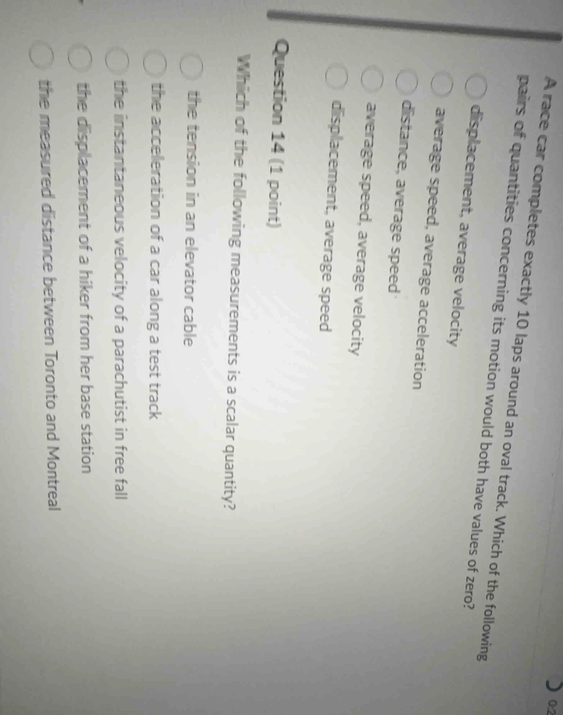 a race car completes exactly 10 laps around an oval track. which of the…