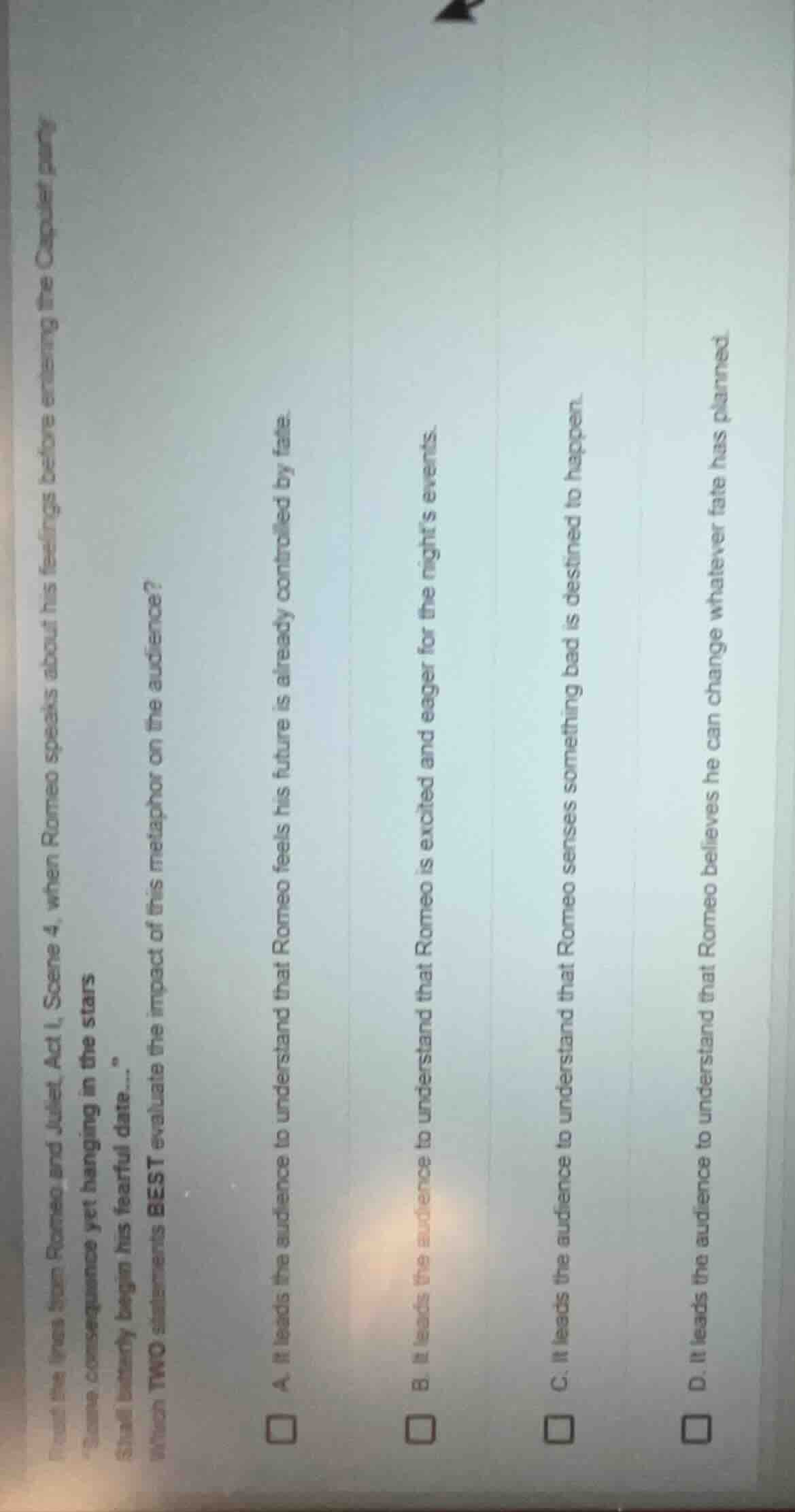 from the lines from romeo and juliet, act i, scene 4, when romeo speaks…