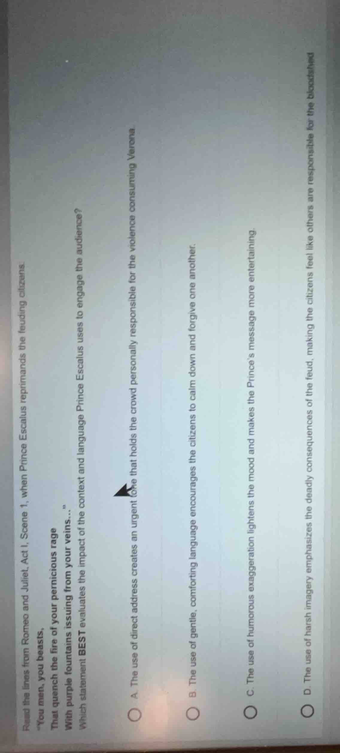 read the lines from romeo and juliet, act i, scene 1, when prince escal…