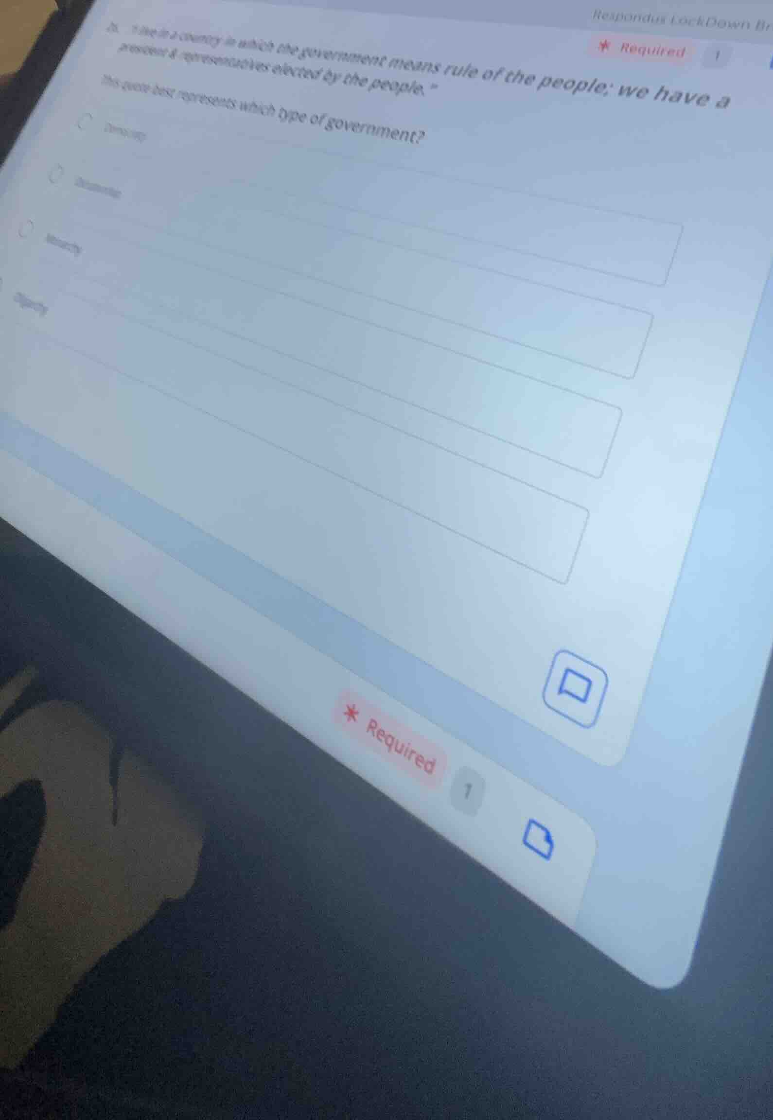 * required26. \i live in a country in which the government means rule o…