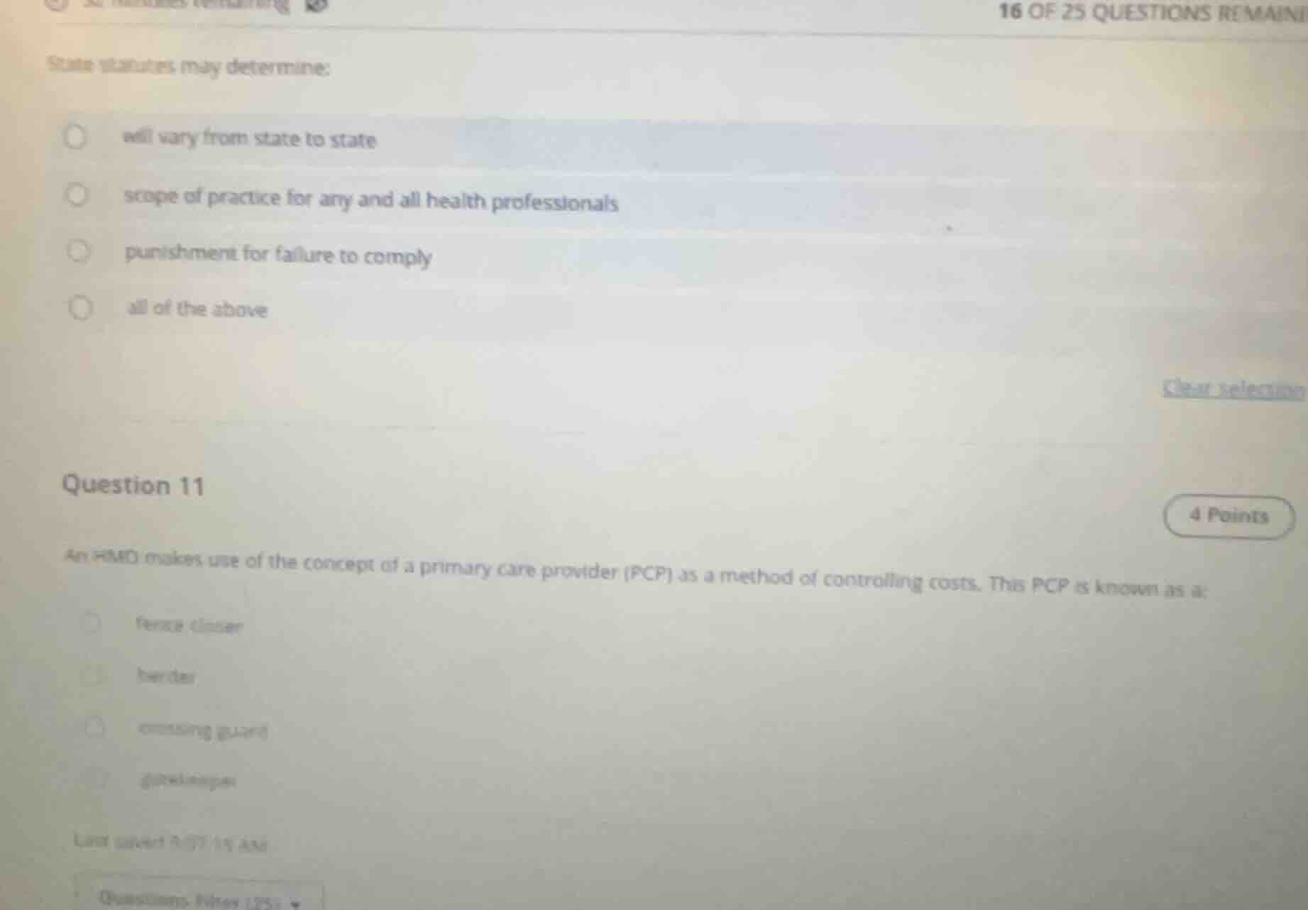 16 of 25 questions remaini state statutes may determine: will vary from…
