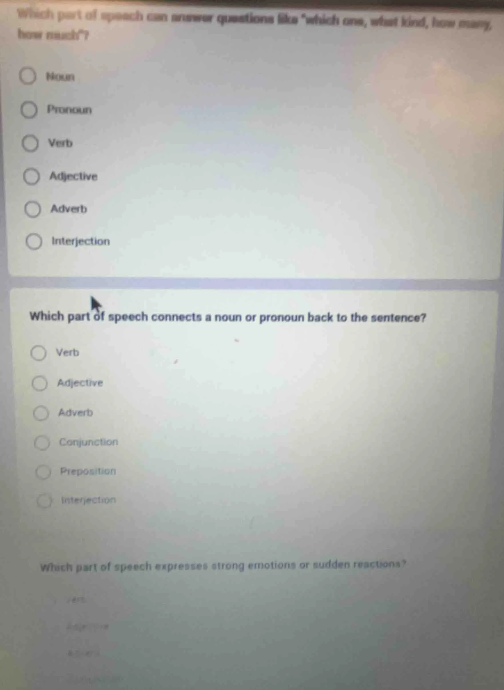 which part of speech can answer questions like \which one, what kind, h…