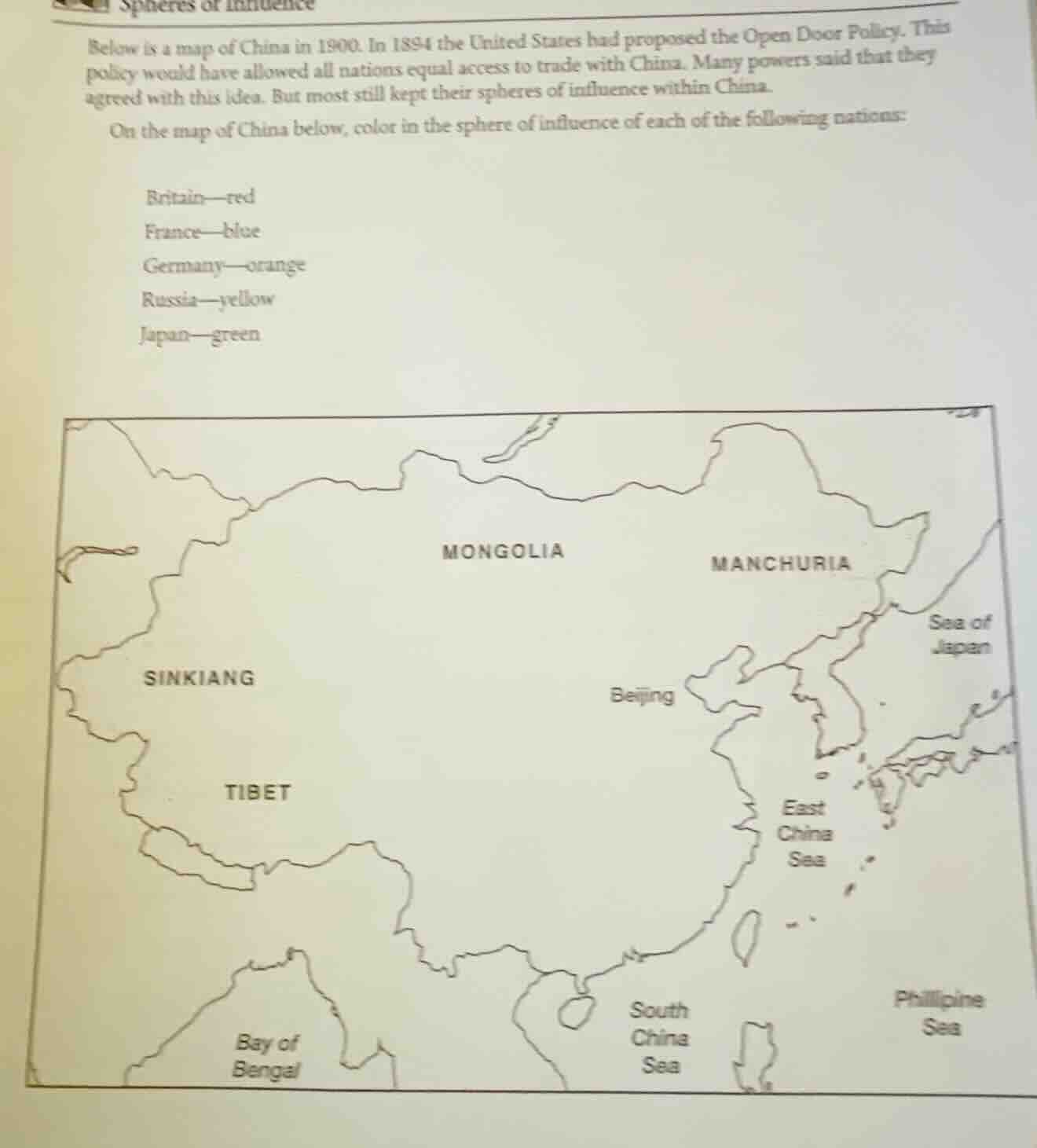 spheres of influence below is a map of china in 1900. in 1894 the unite…