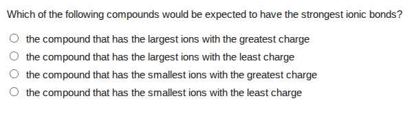 which of the following compounds would be expected to have the stronges…