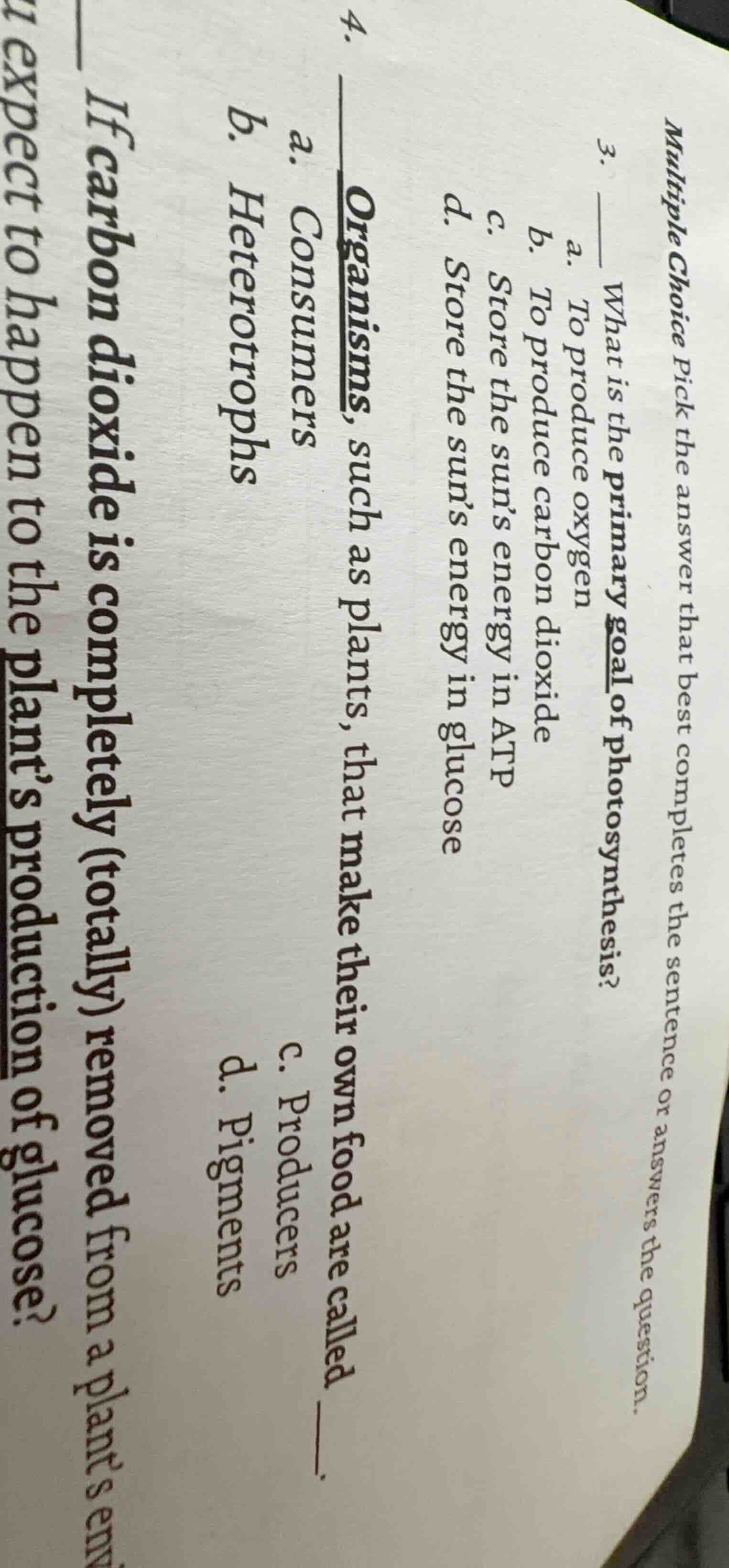 multiple choice pick the answer that best completes the sentence or ans…