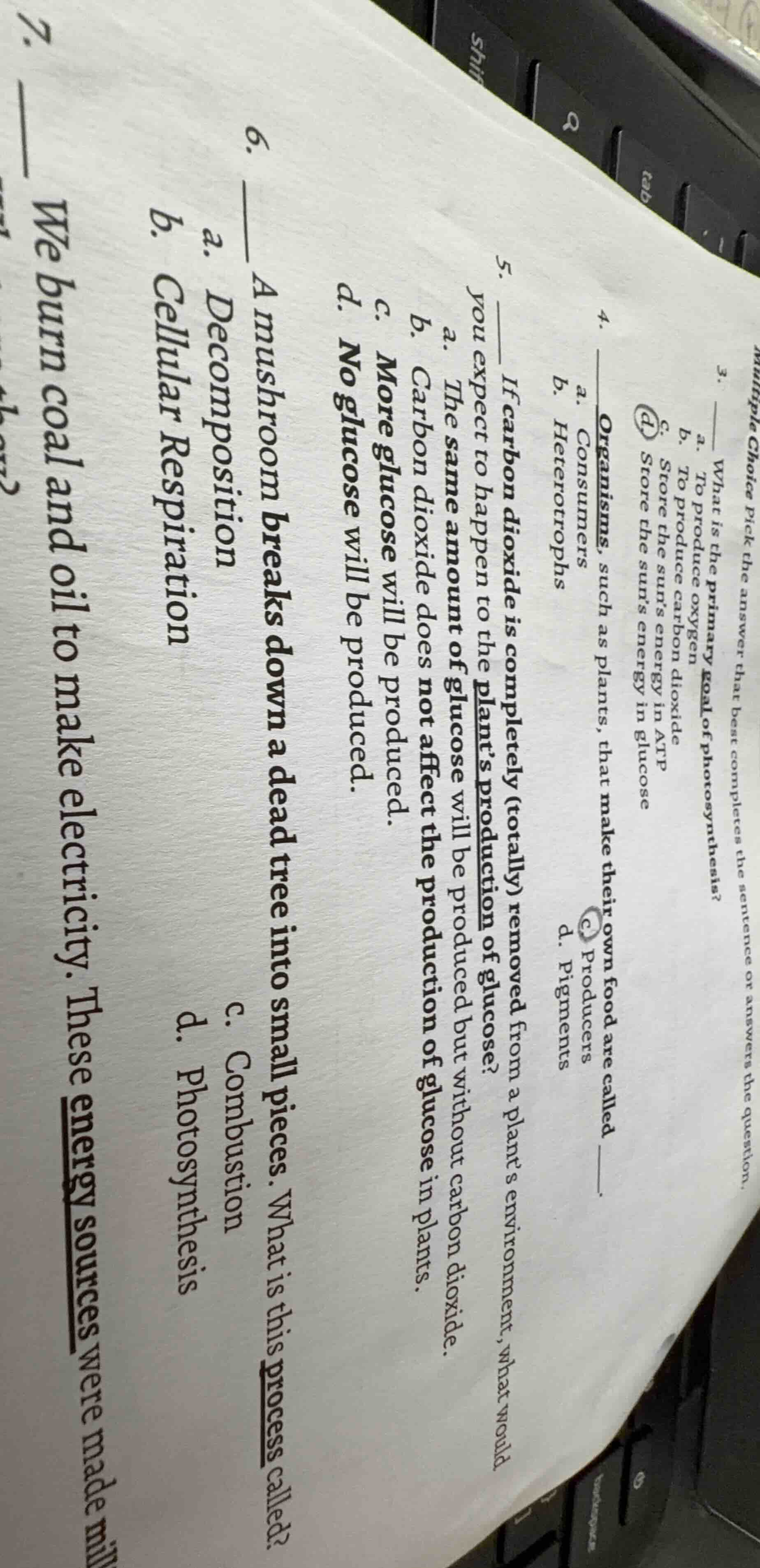 multiple choice pick the answer that best completes the sentence or ans…