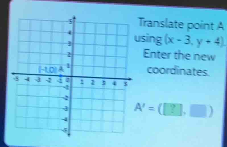 translate point a using $(x - 3, y + 4)$. enter the new coordinates. $a…