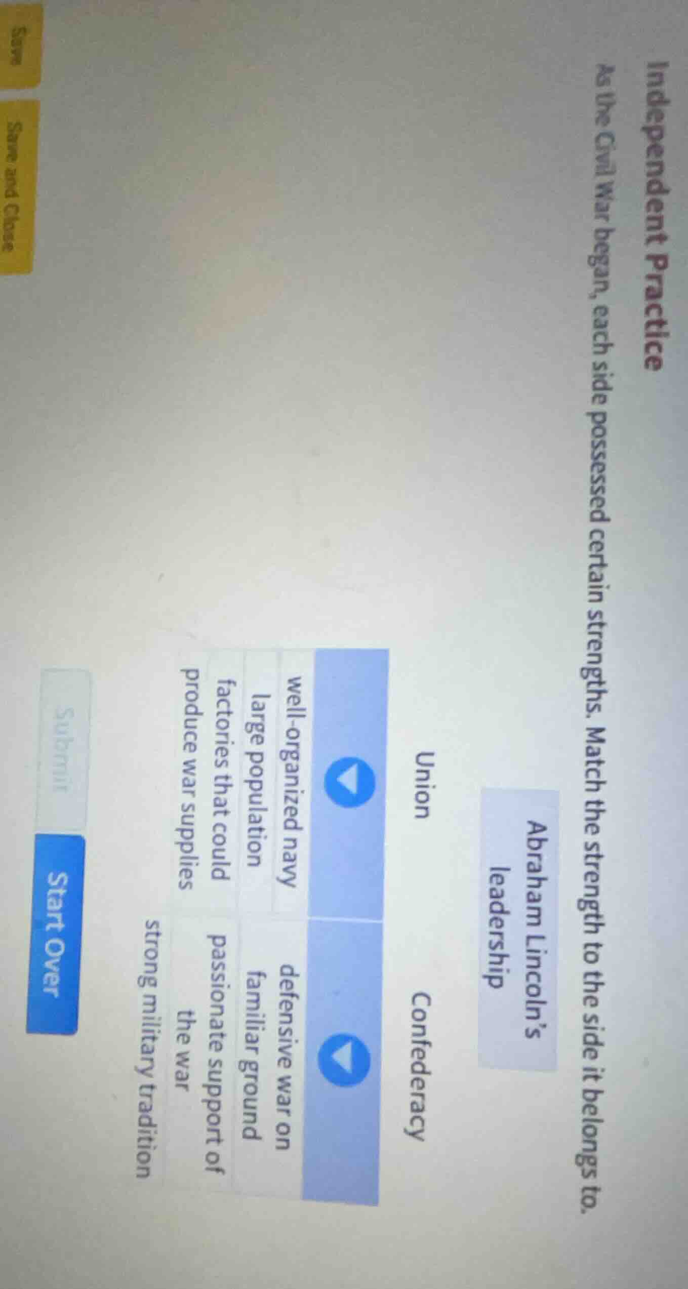 independent practice as the civil war began, each side possessed certai…