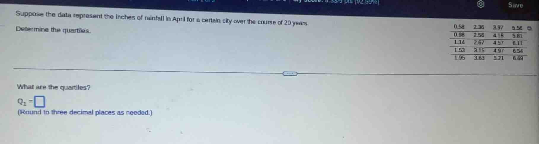 suppose the data represent the inches of rainfall in april for a certai…