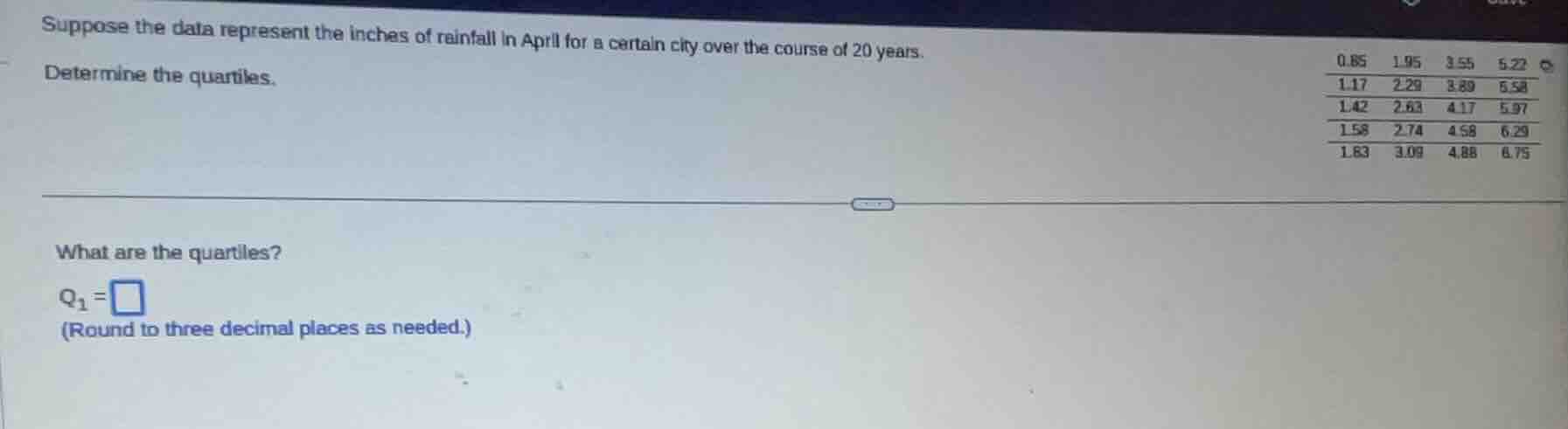 suppose the data represent the inches of rainfall in april for a certai…