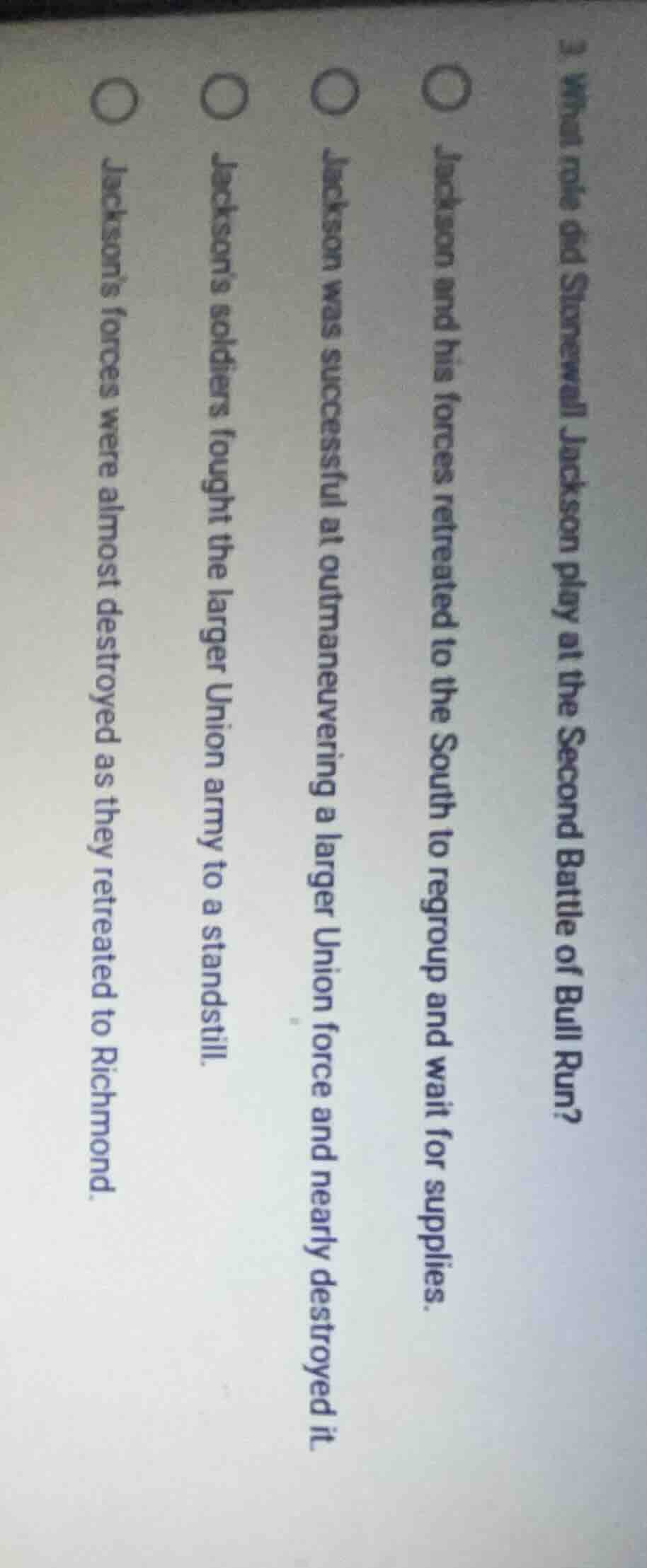 3. what role did stonewall jackson play at the second battle of bull ru…