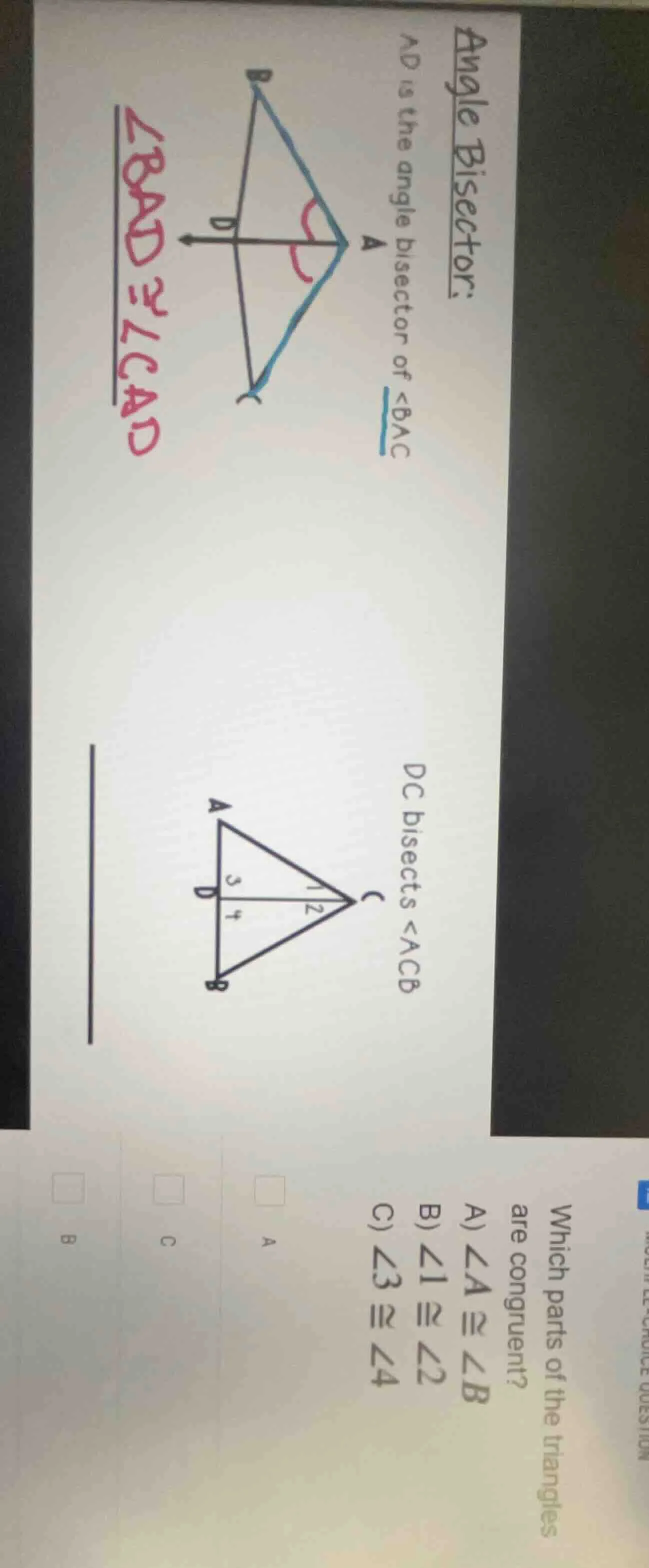 angle bisector: ad is the angle bisector of $angle bac$ $angle bad \\co…